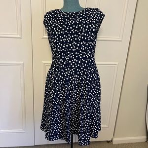 Navy blue white polka dot dress